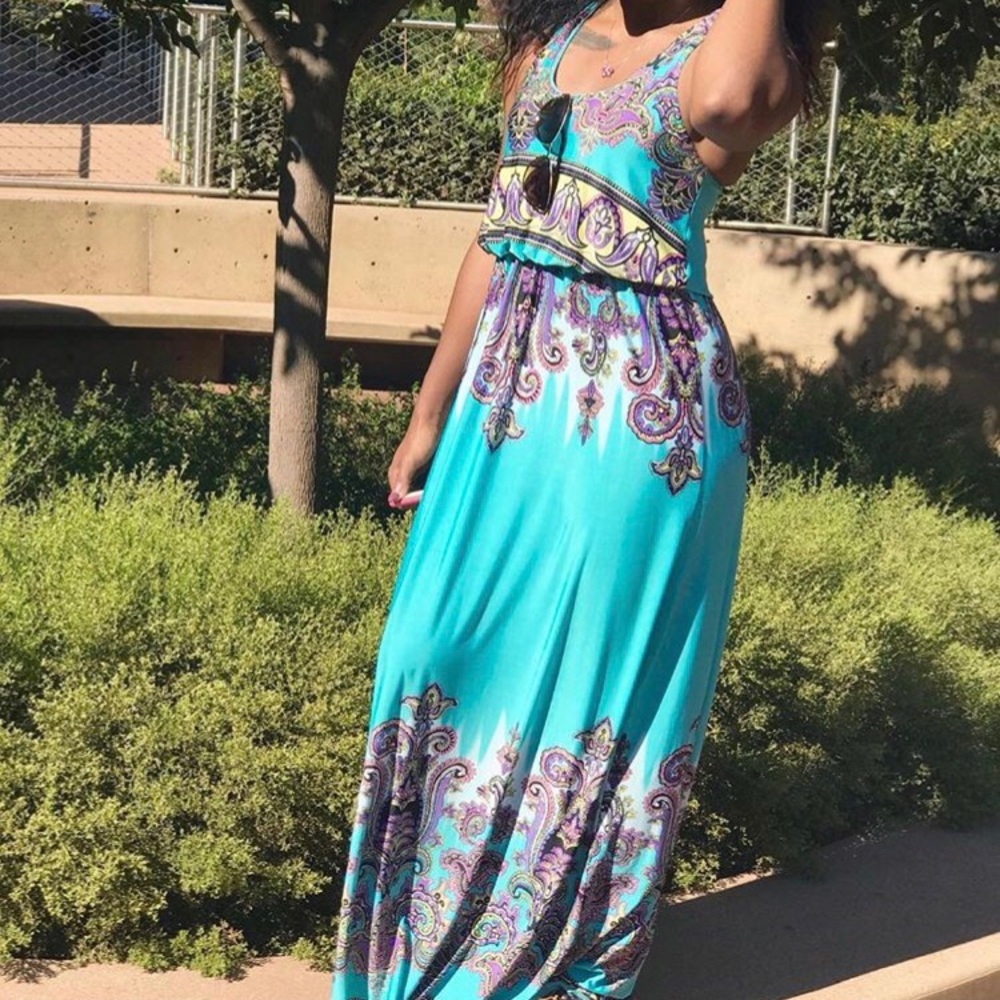 Aqua Bohemian Style Maxi - Picture 2 of 2